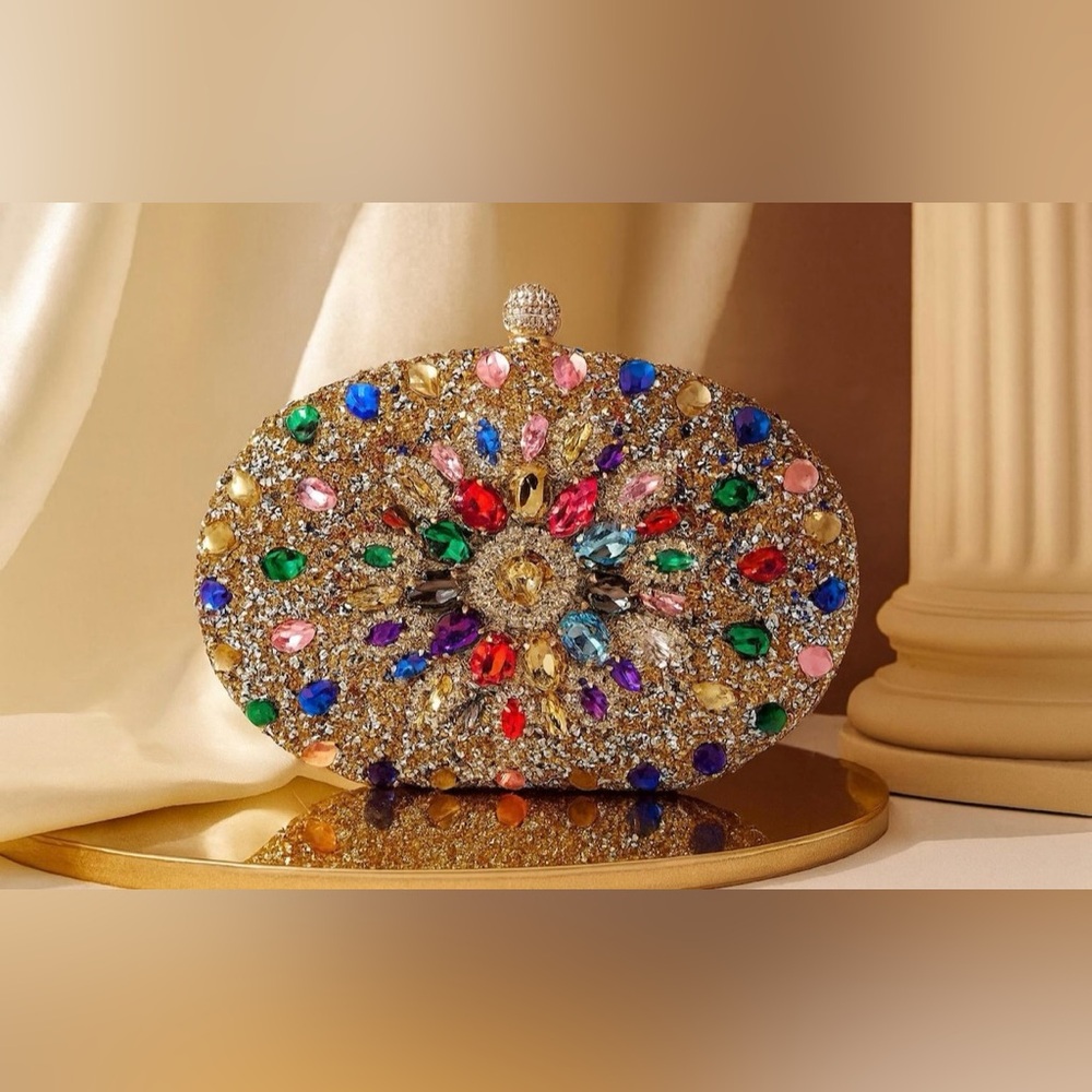 Multicolor Evening Clutch & Matching Hair Comb